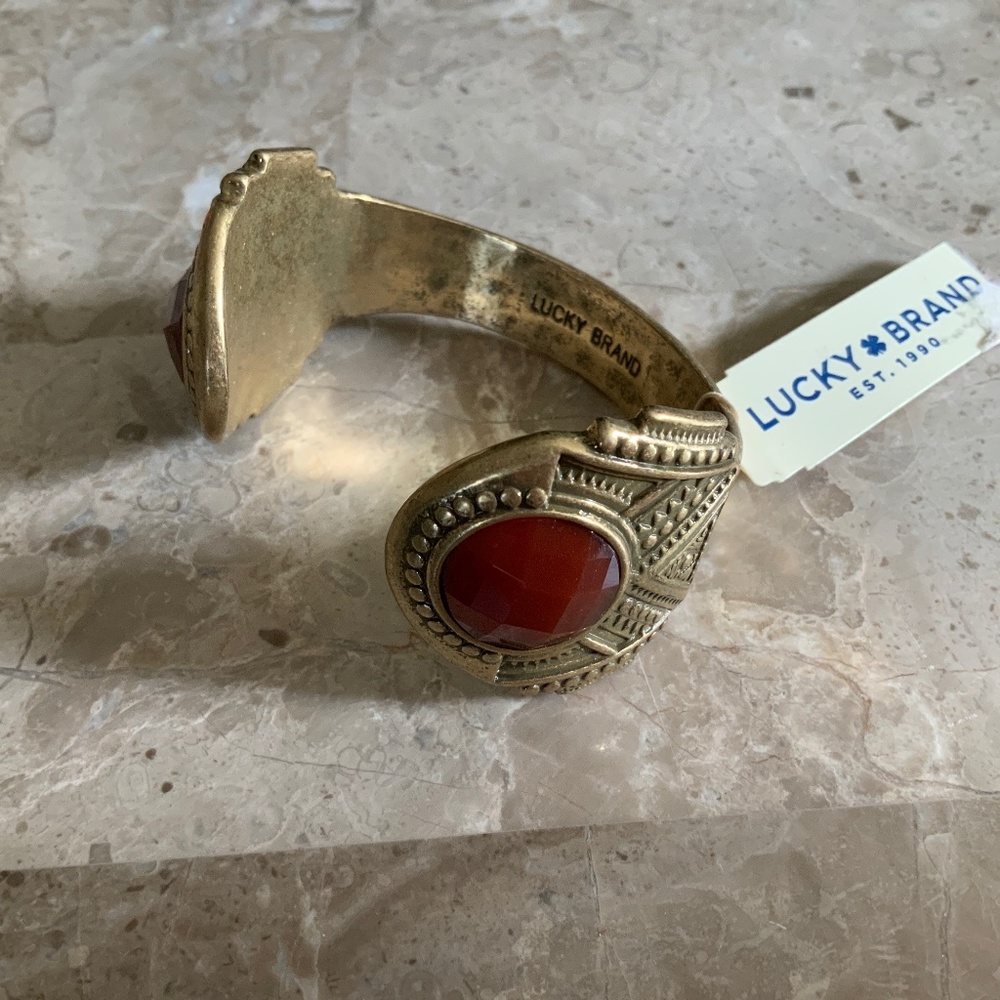 LUCKY BRAND Red stones open cuff bracelet